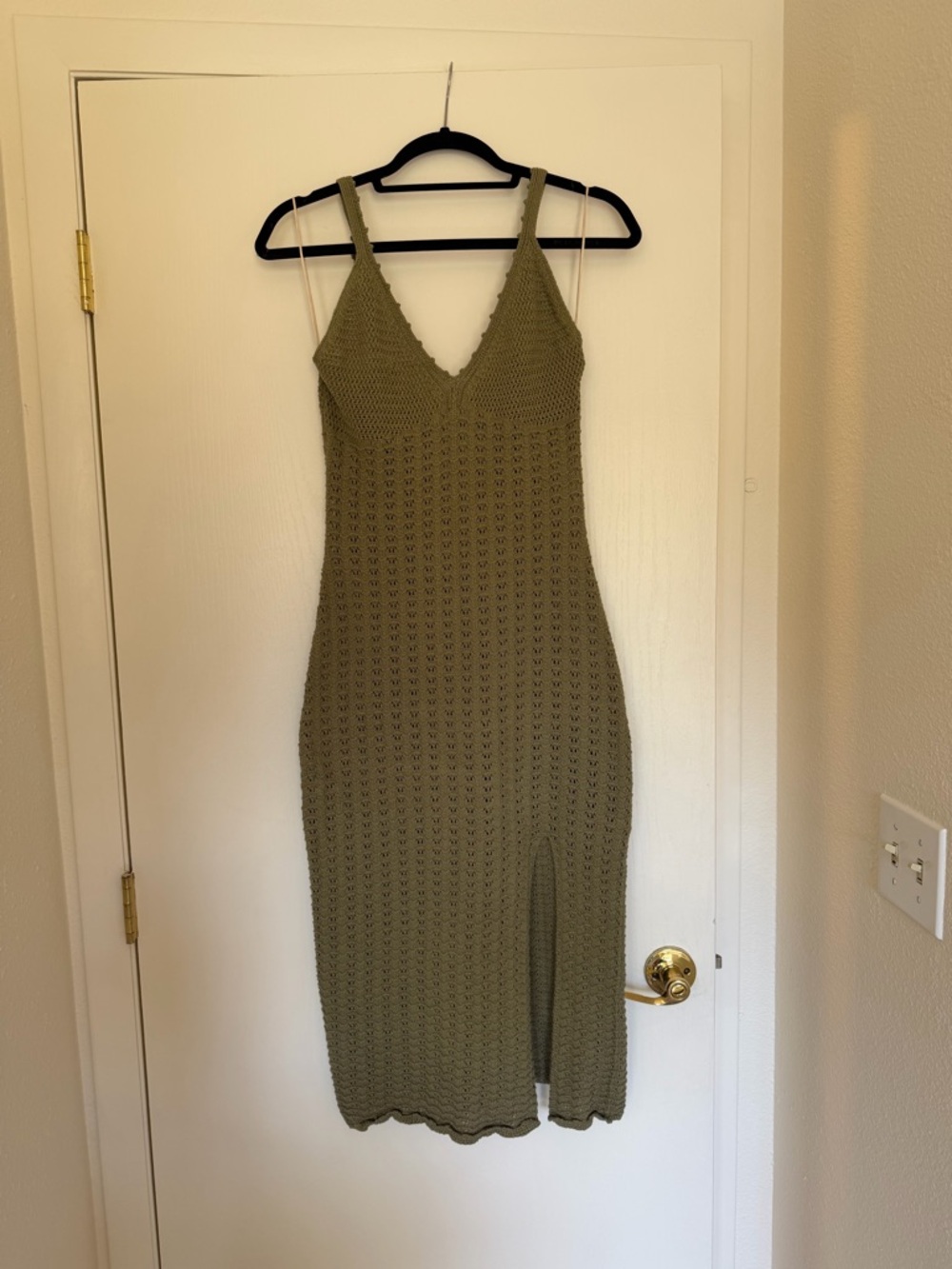 Wilfred Evie Crochet Midi Dress – Olive Green – Size M
